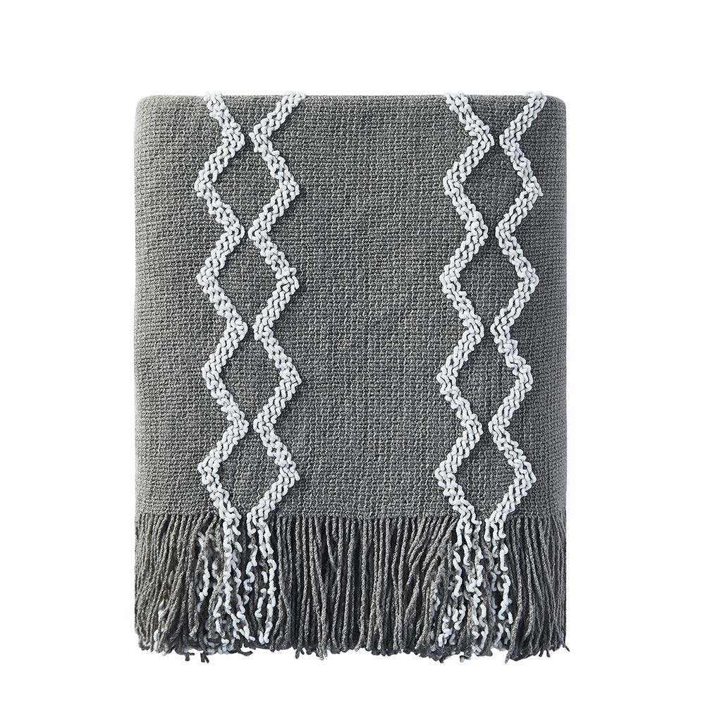 gray scandinavian knitted blanket throw