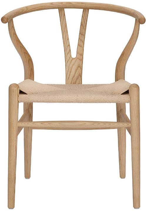 light wooden wishbone dining room chair