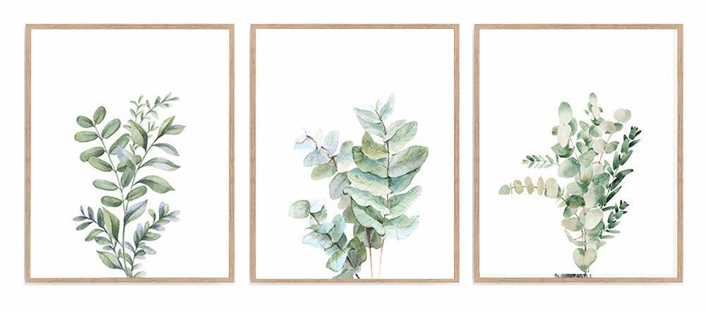 simple wall art with green plant graphics