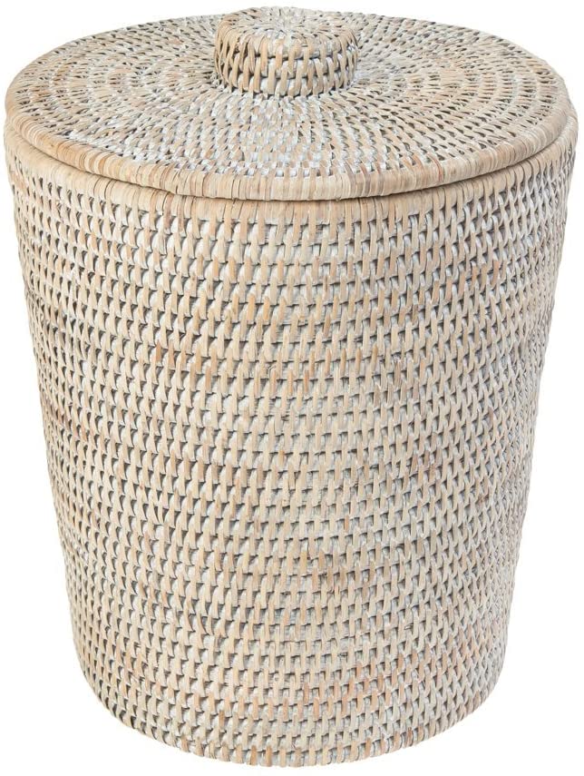 light wooden rattan basket with lid