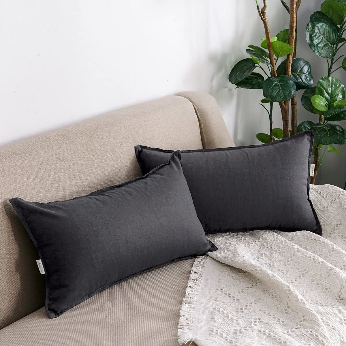 dark gray lumbar pillow