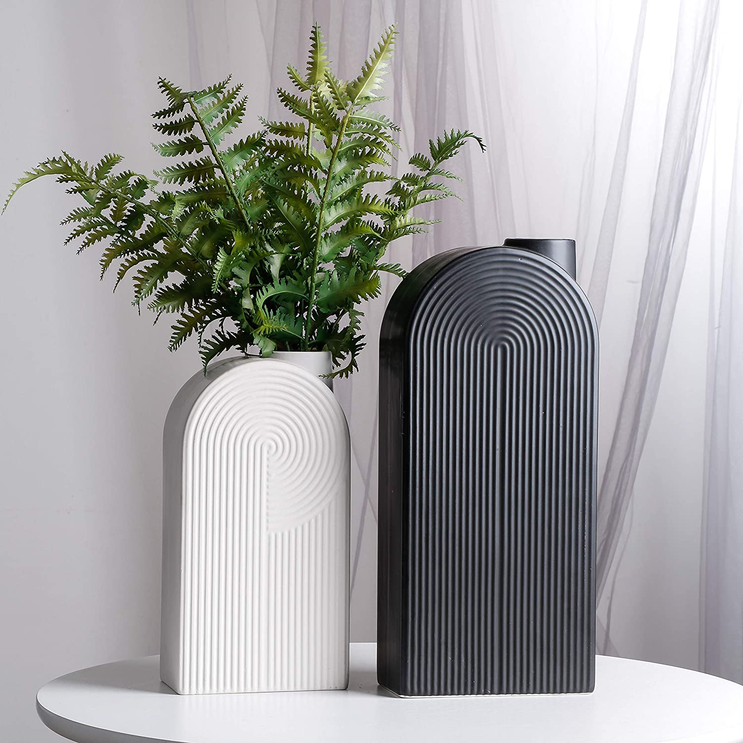 eramic Modern Vase, Black and White Geometric Decorative Vases for Home Decor